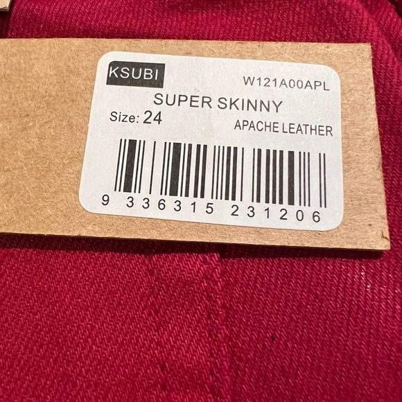 Ksubi Woman’s Apache NWT Leather Super Skinny Low Rise Red Jeans Size  24 - Picture 10 of 11